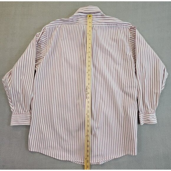 Brooks Brothers 346 Shirt Men's 18 34/35 Red White Stripe Long Sleeve Luxury EUC - Picture 10 of 13